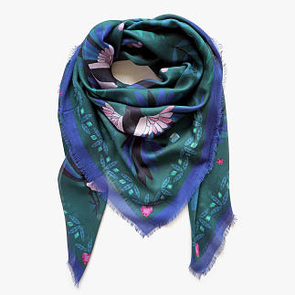 lechalebleu-modal-and-silk-scarf-treasure-hunters-green-folded