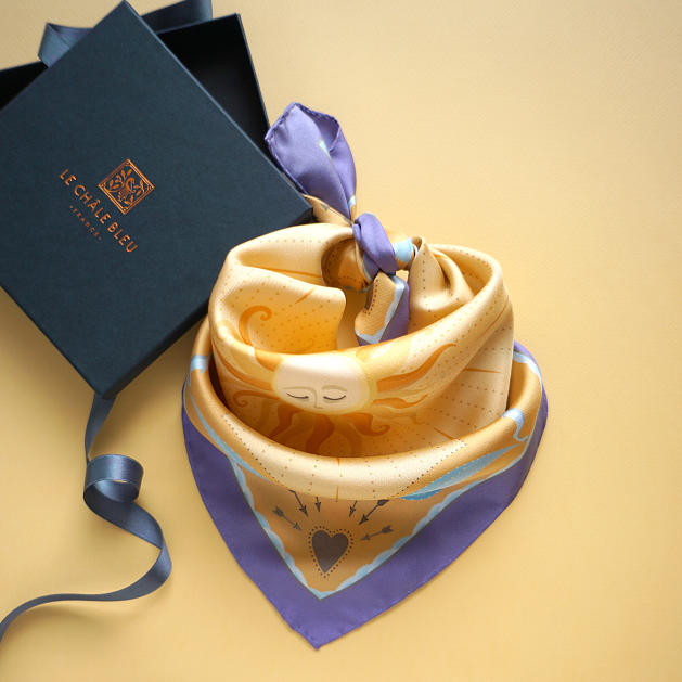 lechalebleu-silk-twill-bandana-beautiful-as-the-moon-orange-gift-box