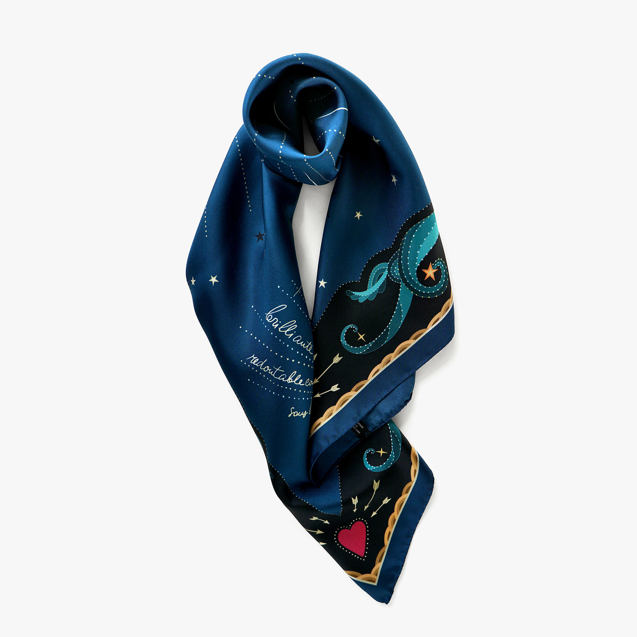 Écharpe En Soie Temps Des Rêves 'Rue De L'Université' Bleu Multicolore - Modèle Rare Floral Neuf