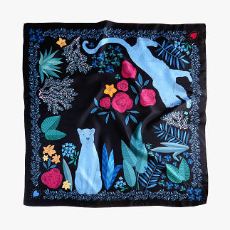 lechalebleu-silk-twill-scarf-panthere-black