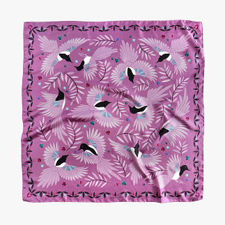 lechalebleu-silk-twill-scarf-treasure-hunters-pink