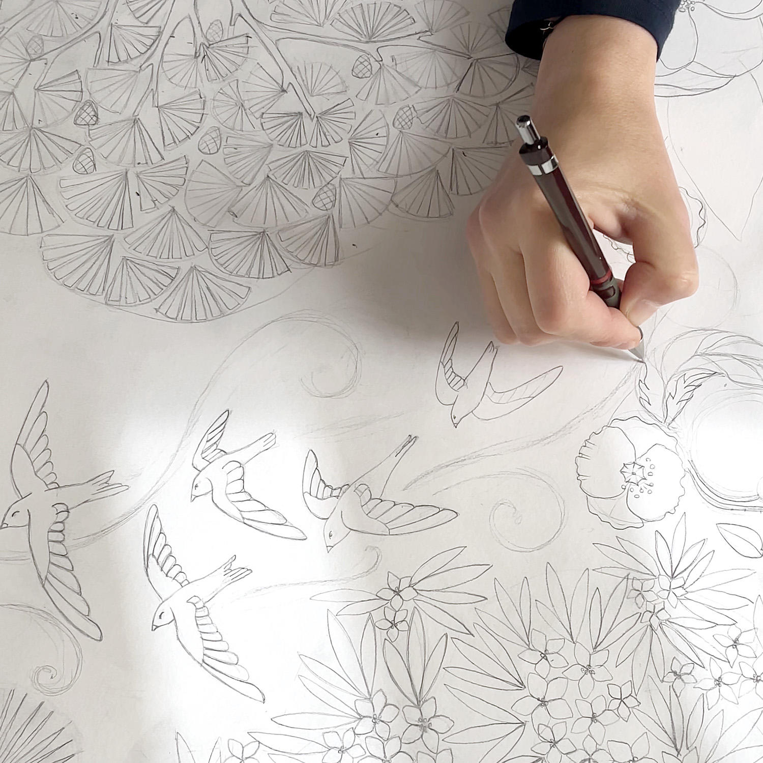 Le Chale Bleu - Free as the Swift - Drawing by Ania Axenova