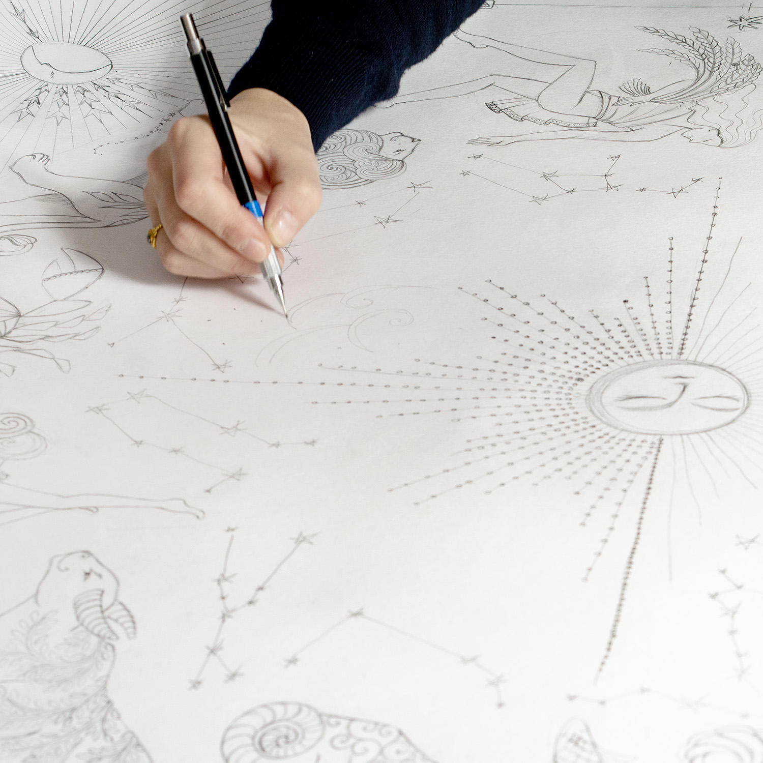 Le Chale Bleu - The Children of the Moon - Drawing by Ania Axenova