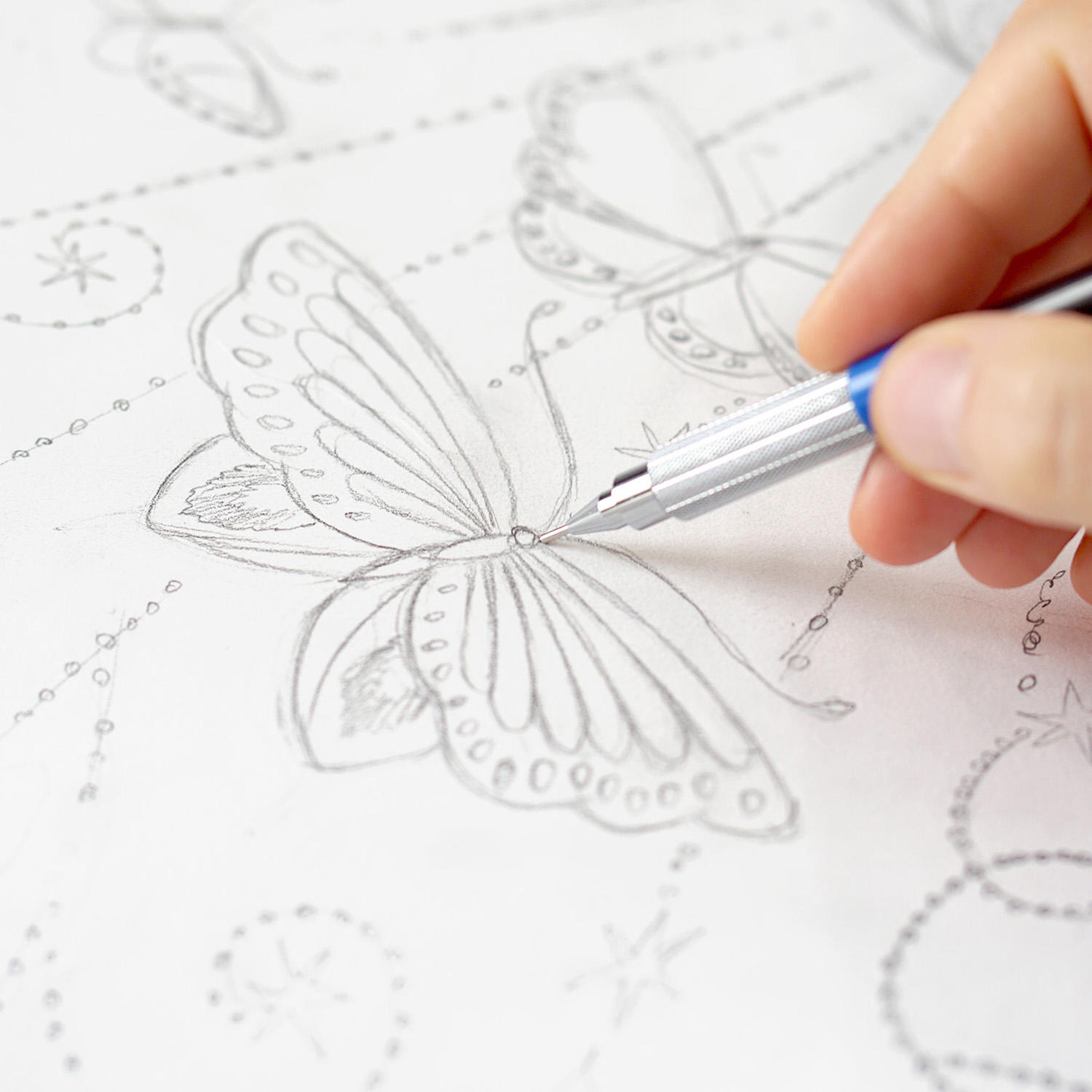 Le Chale Bleu - The Moon Butterfly - Drawing by Ania Axenova