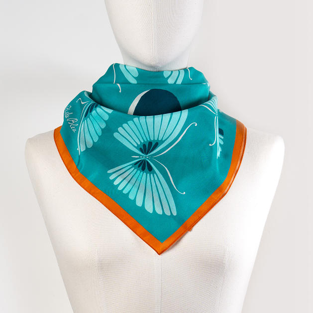 LE-CHALE-BLEU-cotton-and-silk-bandana-moon-butterfly-turquoise-3