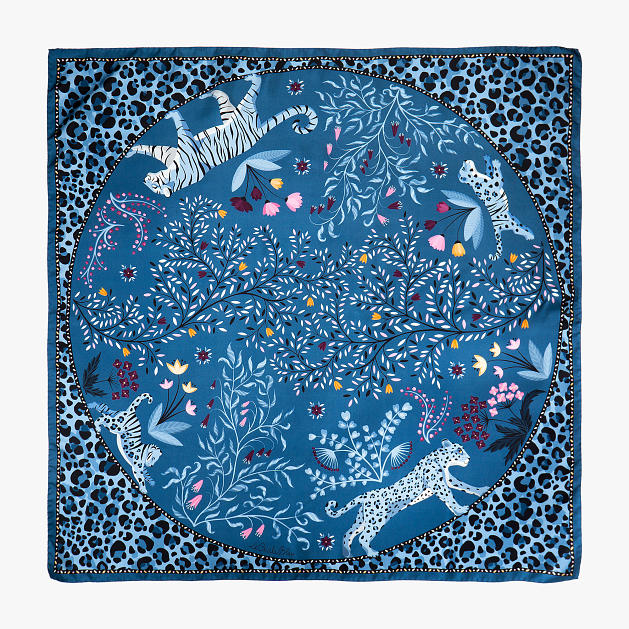 le-chale-bleu-silk-twill-scarf-tigers-blue-leopard-1