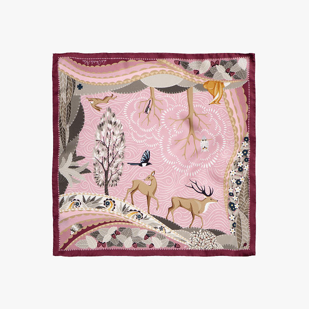 LE-CHALE-BLEU-silk-twill-bandana-boreal-forest-pink-1-1