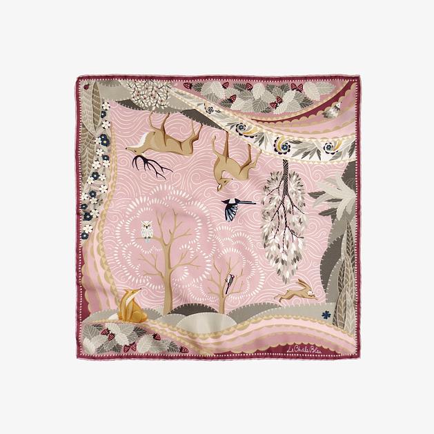 LE-CHALE-BLEU-silk-twill-bandana-boreal-forest-pink-2024-1