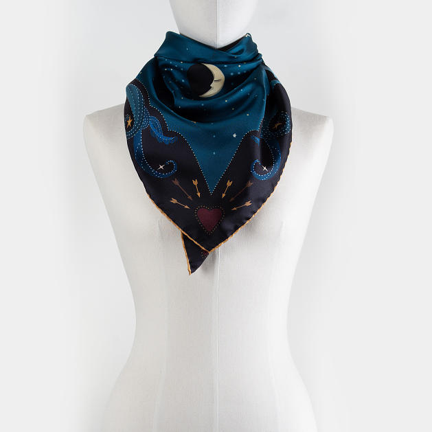 le-chale-bleu-silk-twill-scarf-beautiful-as-the-moon-peacock-new-5