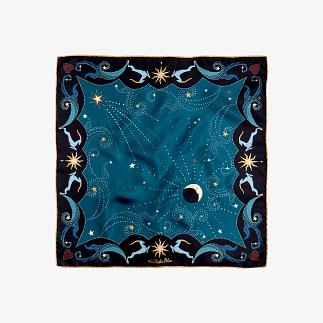 LE-CHALE-BLEU-silk-twill-bandana-beautiful-as-the-moon-peacock-1