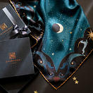 LE-CHALE-BLEU-silk-twill-bandana-beautiful-as-the-moon-peacock-2025-7