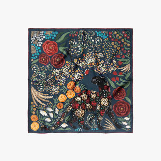 LE-CHALE-BLEU-silk-twill-bandana-the-panther-and-the-artist-blue-1