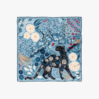 LE-CHALE-BLEU-silk-twill-bandana-the-panther-and-the-artist-gray-1