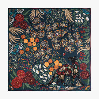 le-chale-bleu-silk-twill-scarf-the-panther-and-the-artist-blue-1