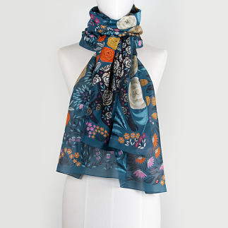 LE-CHALE-BLEU-silk-and-cotton-stole-the-panther-and-the-artist-blue-4