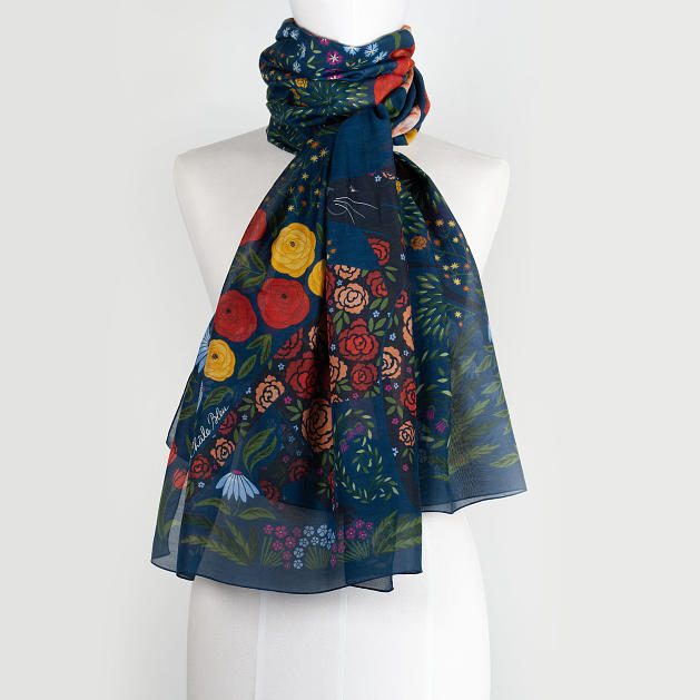 LE-CHALE-BLEU-silk-and-cotton-stole-the-panther-and-the-artist-dark-blue-3