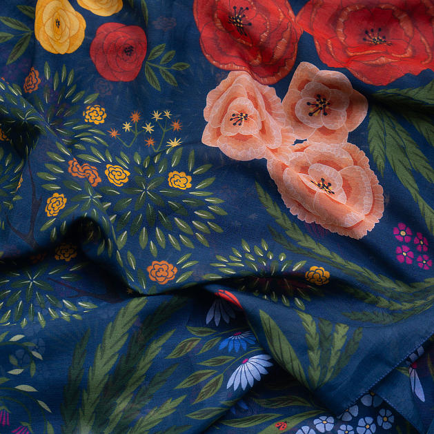 LE-CHALE-BLEU-silk-and-cotton-stole-the-panther-and-the-artist-dark-blue-7