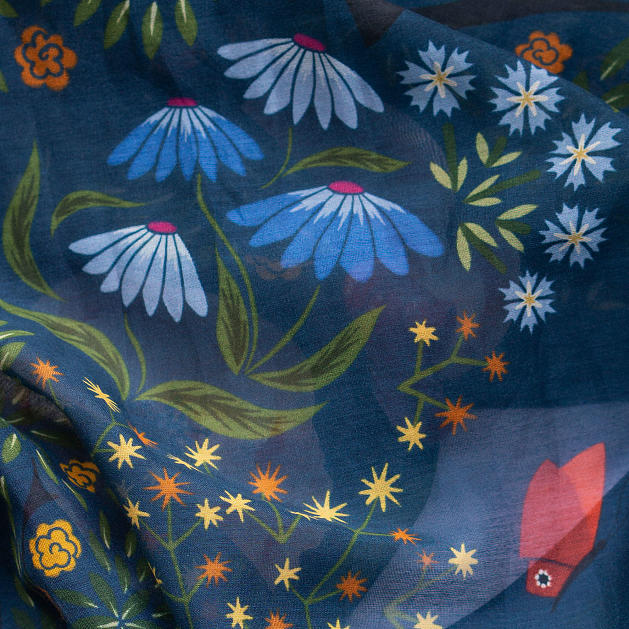 LE-CHALE-BLEU-silk-and-cotton-stole-the-panther-and-the-artist-dark-blue-8