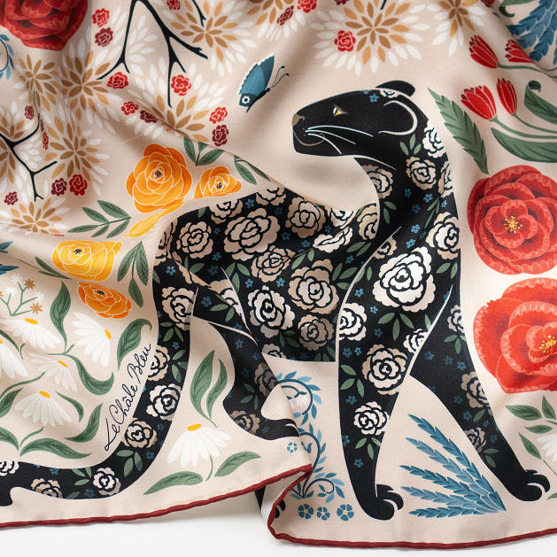 LE-CHALE-BLEU-silk-twill-bandana-the-panther-and-the-artist-latte-6