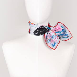 LE-CHALE-BLEU-silk-twill-bandana-the-panther-and-the-artist-silver-3