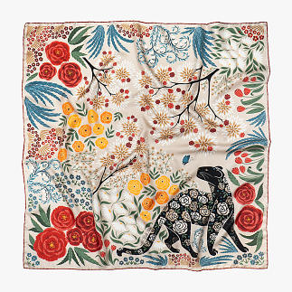 le-chale-bleu-silk-twill-scarf-the-panther-and-the-artist-latte-1