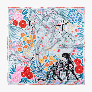 le-chale-bleu-silk-twill-scarf-the-panther-and-the-artist-silver-1