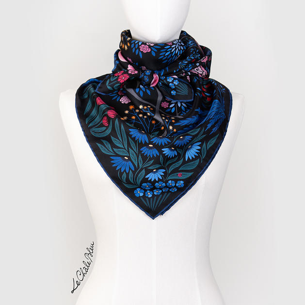 le-chale-bleu-silk-twill-scarf-the-panther-and-the-artist-double-black-2