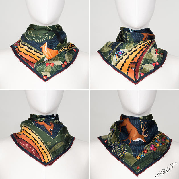 LE-CHALE-BLEU-silk-twill-bandana-the-voyage-into-the-boreal-forest-ink-5