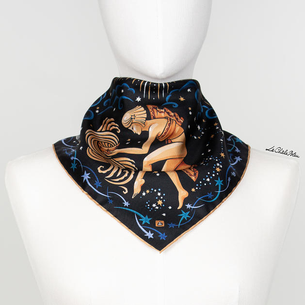 LE-CHALE-BLEU-silk-twill-bandana-zodiac-11-aquarius-black-2