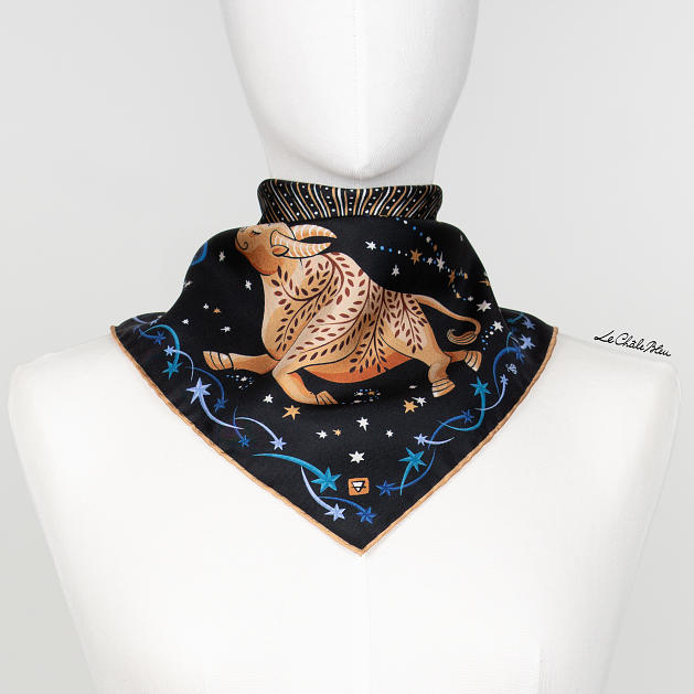 LE-CHALE-BLEU-silk-twill-bandana-zodiac-2-taurus-black-2