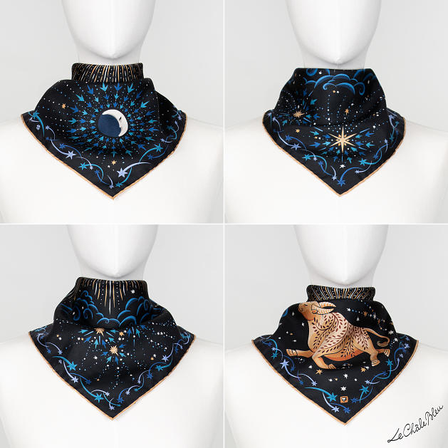 LE-CHALE-BLEU-silk-twill-bandana-zodiac-2-taurus-black-5