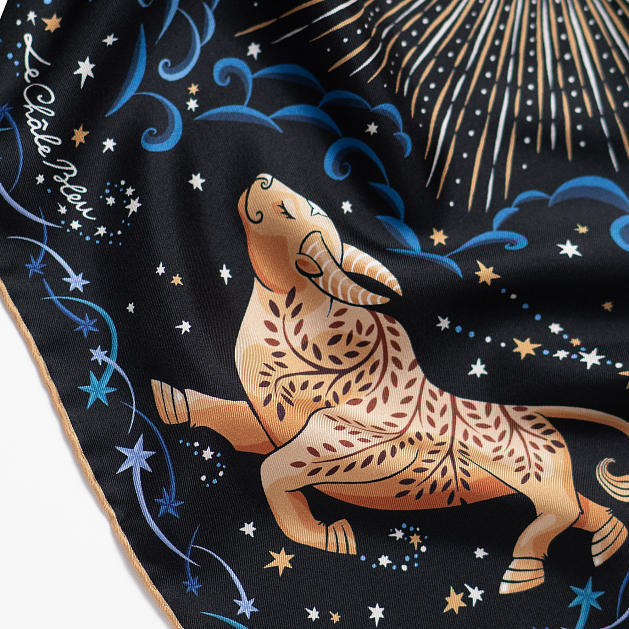 LE-CHALE-BLEU-silk-twill-bandana-zodiac-2-taurus-black-6