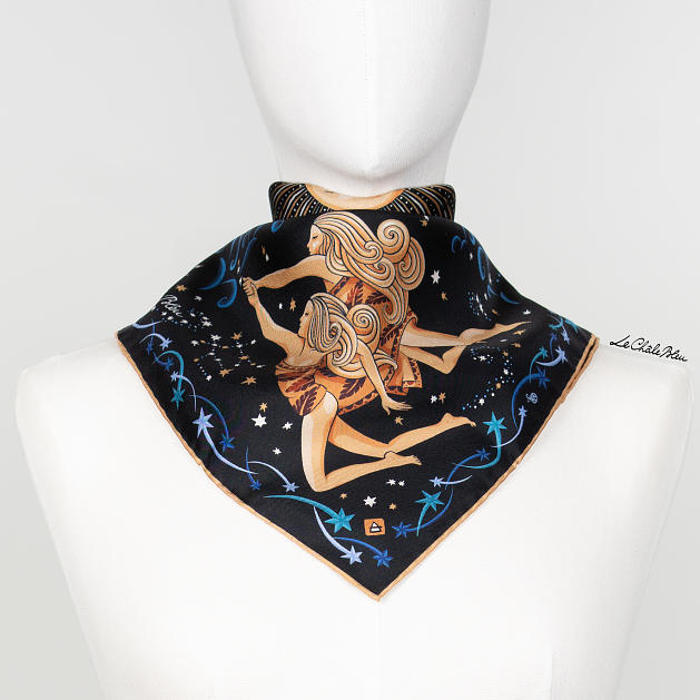 LE-CHALE-BLEU-silk-twill-bandana-zodiac-3-gemini-black-2