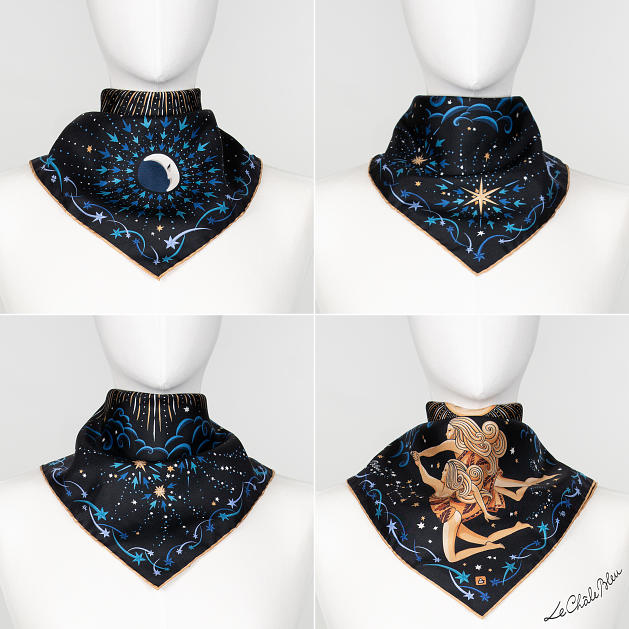 LE-CHALE-BLEU-silk-twill-bandana-zodiac-3-gemini-black-5