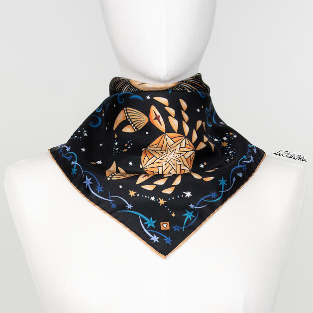 LE-CHALE-BLEU-silk-twill-bandana-zodiac-4-cancer-black-2