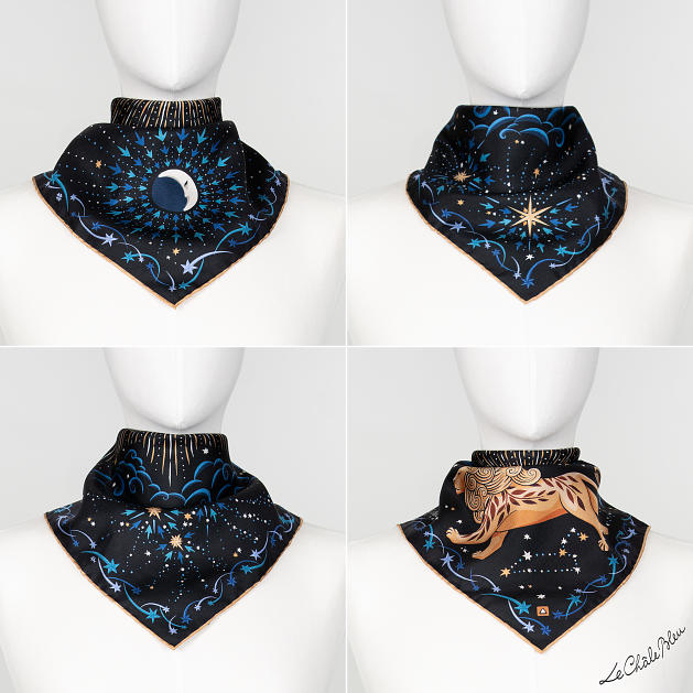 LE-CHALE-BLEU-silk-twill-bandana-zodiac-5-leo-black-5