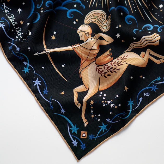LE-CHALE-BLEU-silk-twill-bandana-zodiac-9-sagittarius-black-6