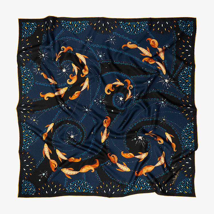 Foulard En Soie 100% - La Chatelaine - Carré Rouge Fait Main, Ourlets Roulottés - Femme