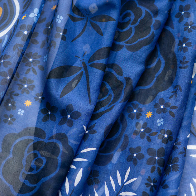LE-CHALE-BLEU-silk-and-cotton-stole-roses-and-gragonflies-cobalt-5