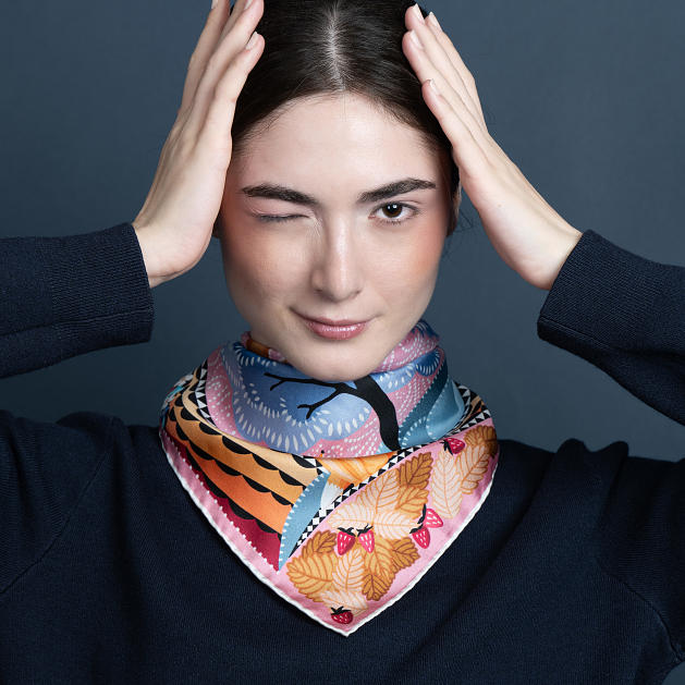 LE-CHALE-BLEU-silk-twill-bandana-the-voyage-into-the-boreal-forest-pink-twilight-0